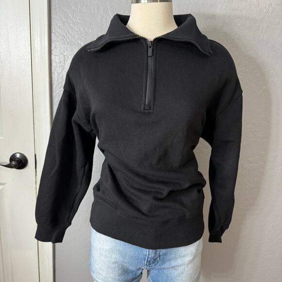 Victoria's Secret Pink Sweaters - Pink Victorias Secret Ivy Fleece Half Zip Sweatshirt, Black, XS